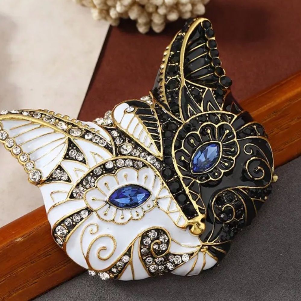 COLORFUL CAT BROOCH‎ WITH RHINESTONES
